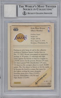 Kobe Bryant from the 2012-13 Panini Kobe Anthology  set featuring a '16 Game Worn Warm Up Suit parallel graded by Beckett.