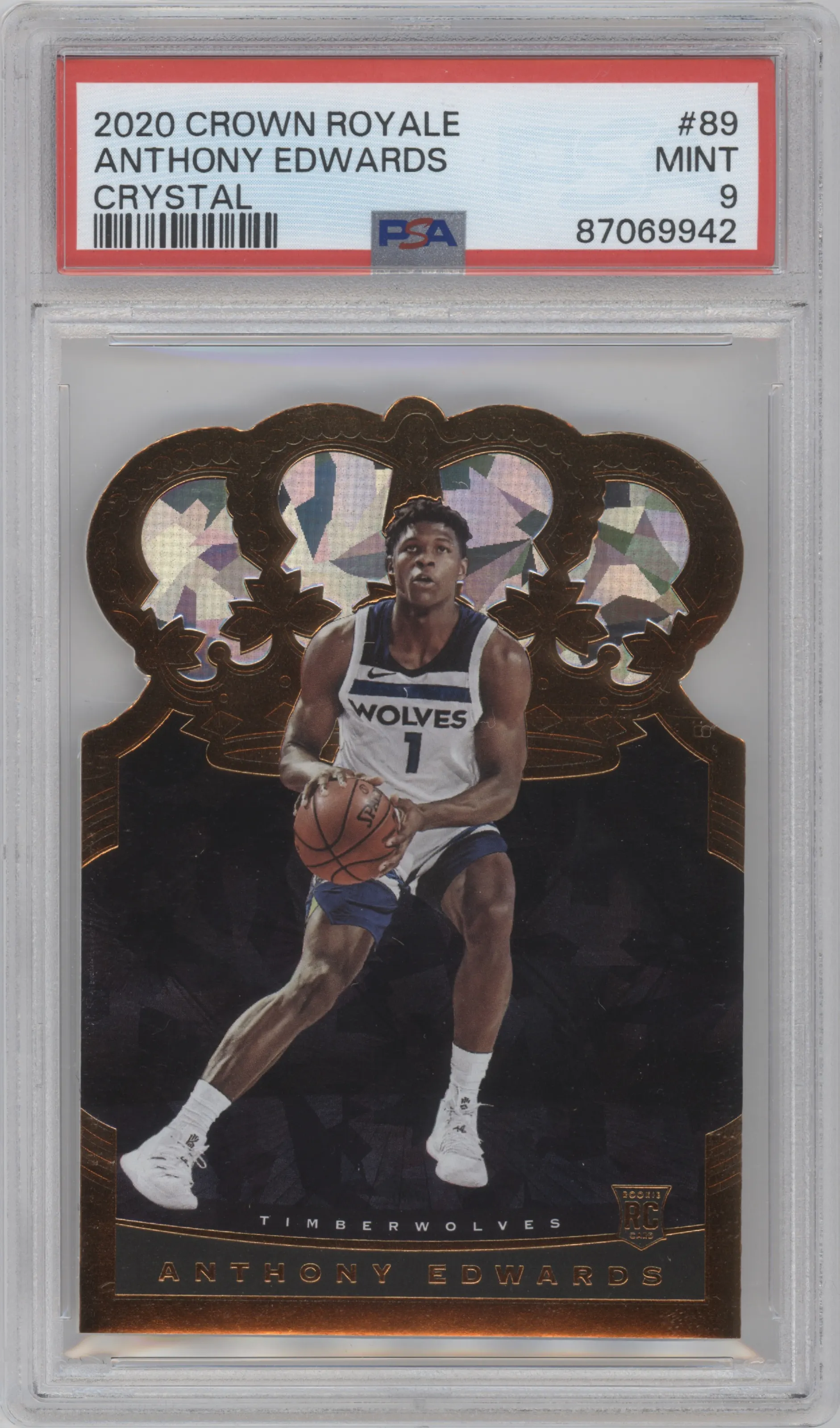 2020 Panini Crown Royale Anthony Edwards Crystal #89 PSA 9