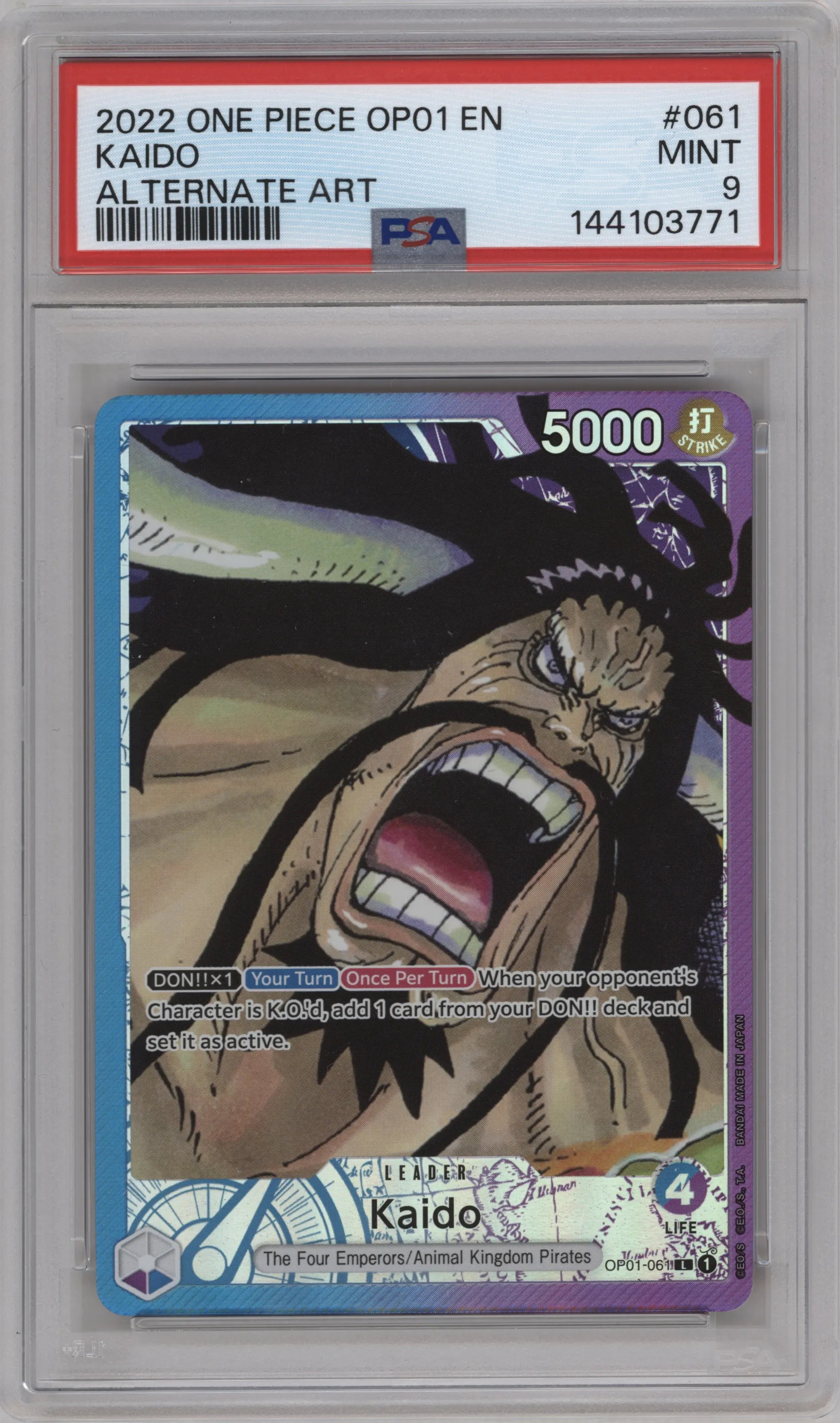 2022 One Piece Romance Dawn Kaido Alternate Art PSA 9