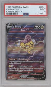 Raikou V from the 2023 Pokemon SWSH set graded by PSA and given an overall grade of 9.