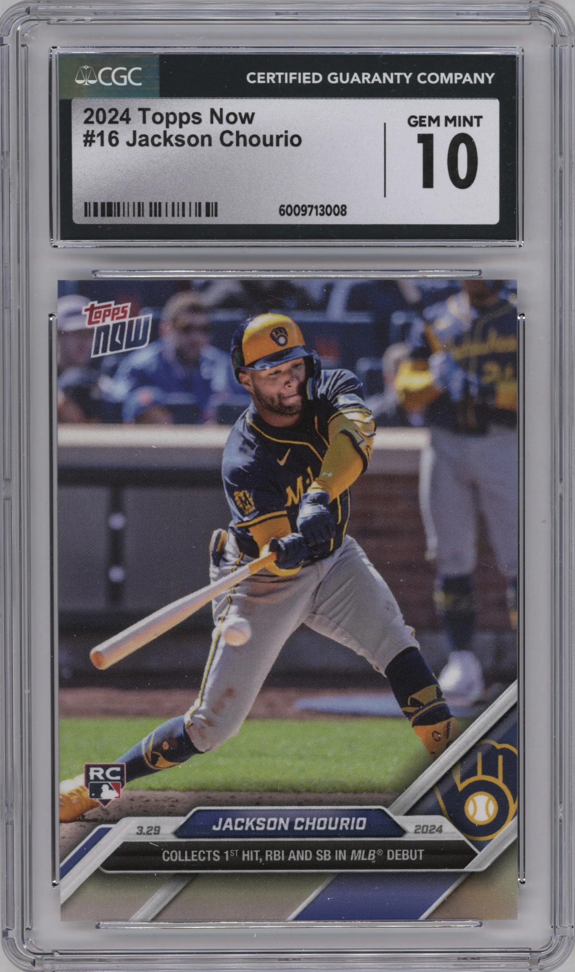 2024 Topps Now Jackson Chourio #16 CGC 10