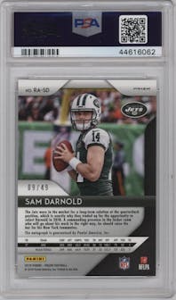Sam Darnold from the 2018 Panini Prizm set featuring a Green Crystals parallel graded by PSA and given an overall grade of 10.
