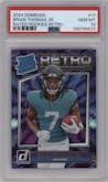 Brian Thomas Jr. from the 2024 Donruss set graded by PSA and given an overall grade of 10.