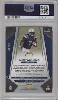 Mike Williams from the 2017 Panini Prizm set featuring a Green Scope parallel graded by PSA and given an overall grade of 9.