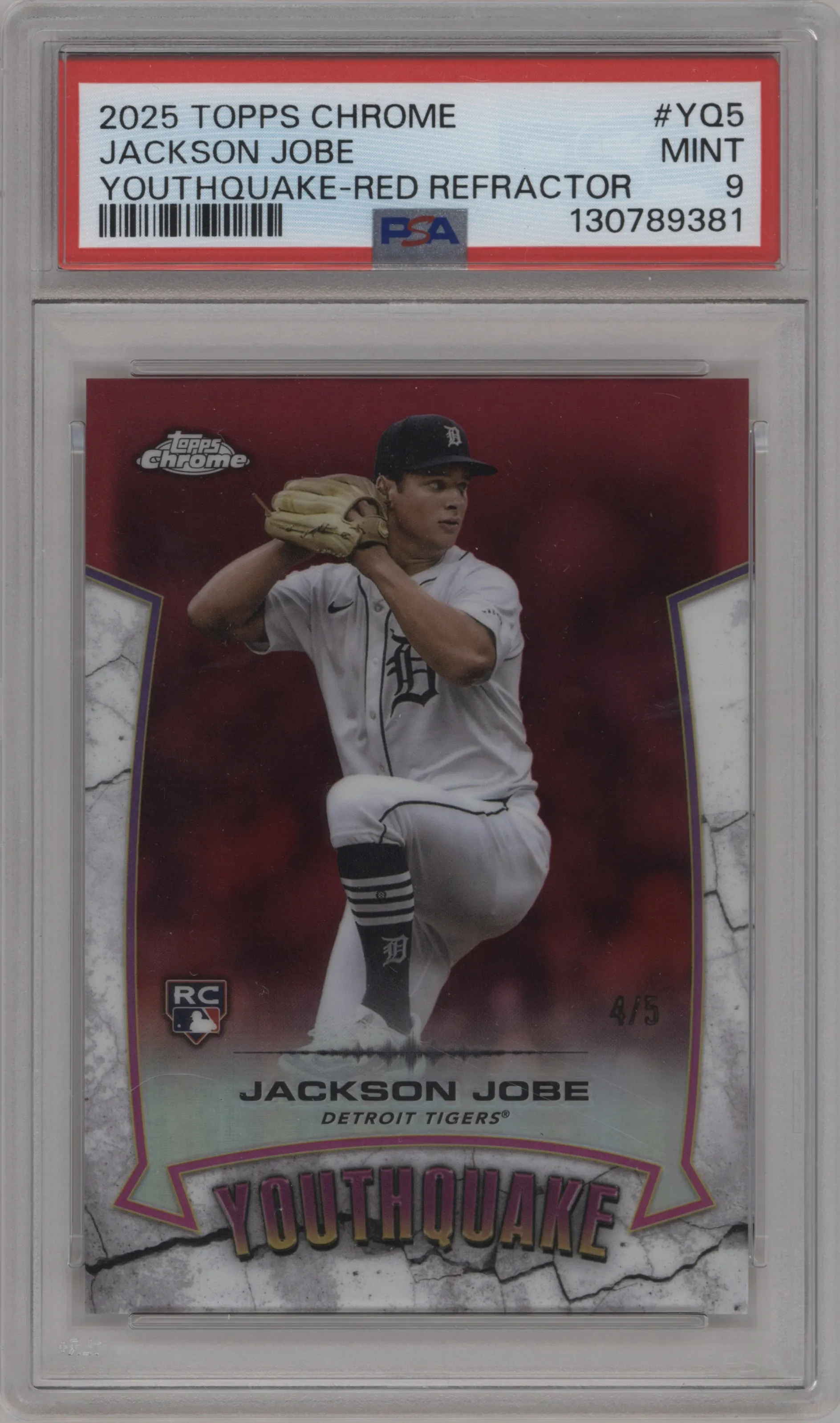 2025 Topps Chrome YouthQuake Jackson Jobe Red Refractor PSA 9