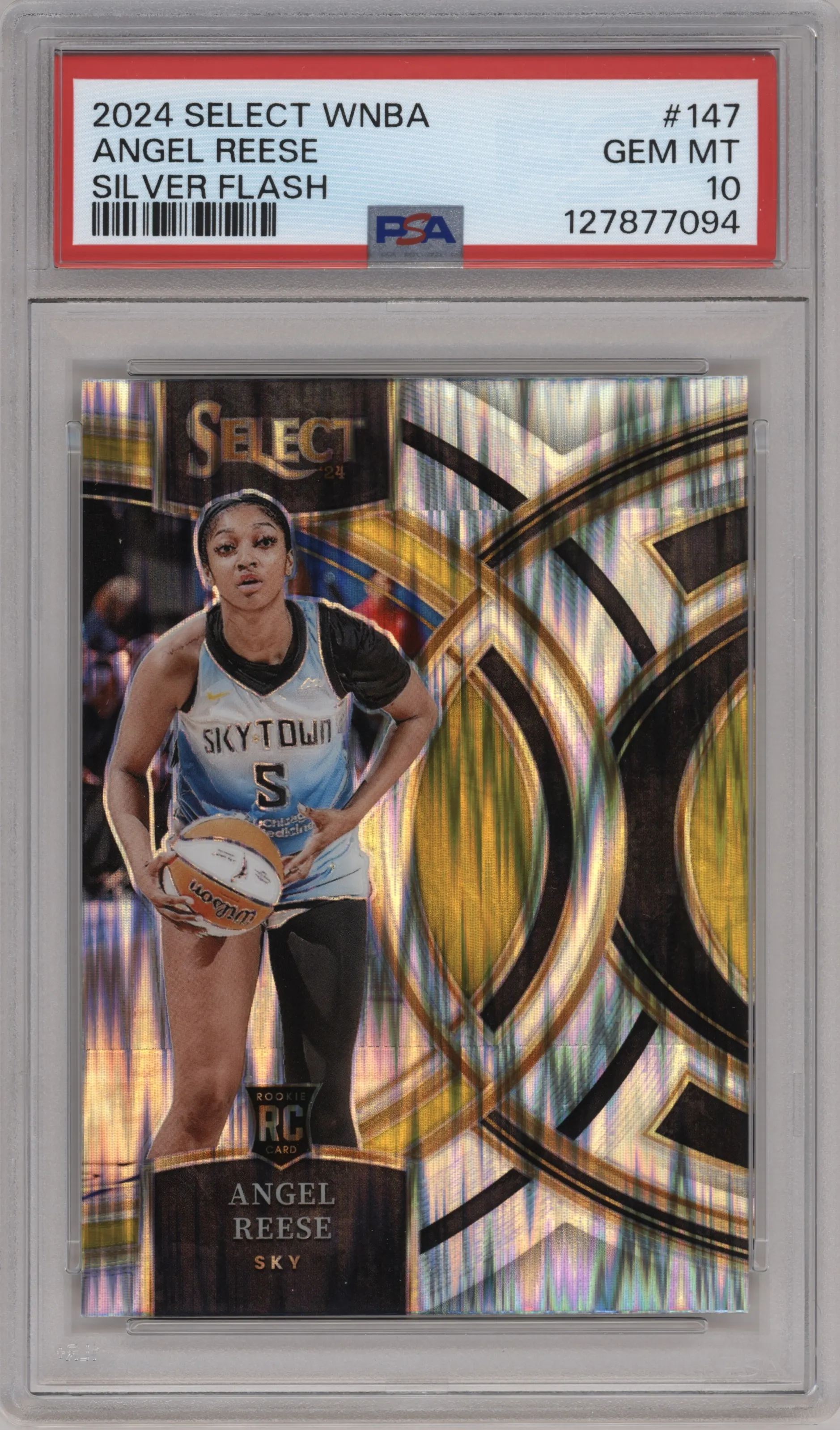 2024 Panini Select WNBA Pre.Lvl. Angel Reese Silver Flash Prizm #147 PSA 10