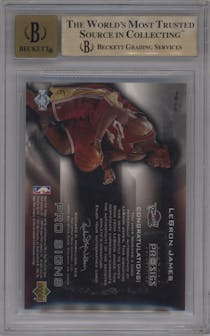 LeBron James from the 2004-05 Upper Deck Pro Sigs set graded by Beckett and given an overall grade of 9.5.