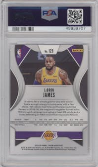 LeBron James from the 2019-20 Panini Prizm set graded by PSA and given an overall grade of 10.