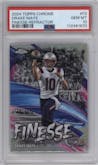 Drake Maye from the 2024 Topps Chrome set featuring a Refractor parallel graded by PSA and given an overall grade of 10.
