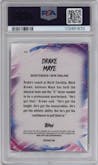 Drake Maye from the 2024 Topps Chrome set featuring a Refractor parallel graded by PSA and given an overall grade of 10.