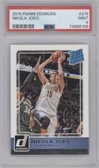 Nikola Jokic from the 2015-16 Panini Donruss Basketball set graded by PSA and given an overall grade of 9.