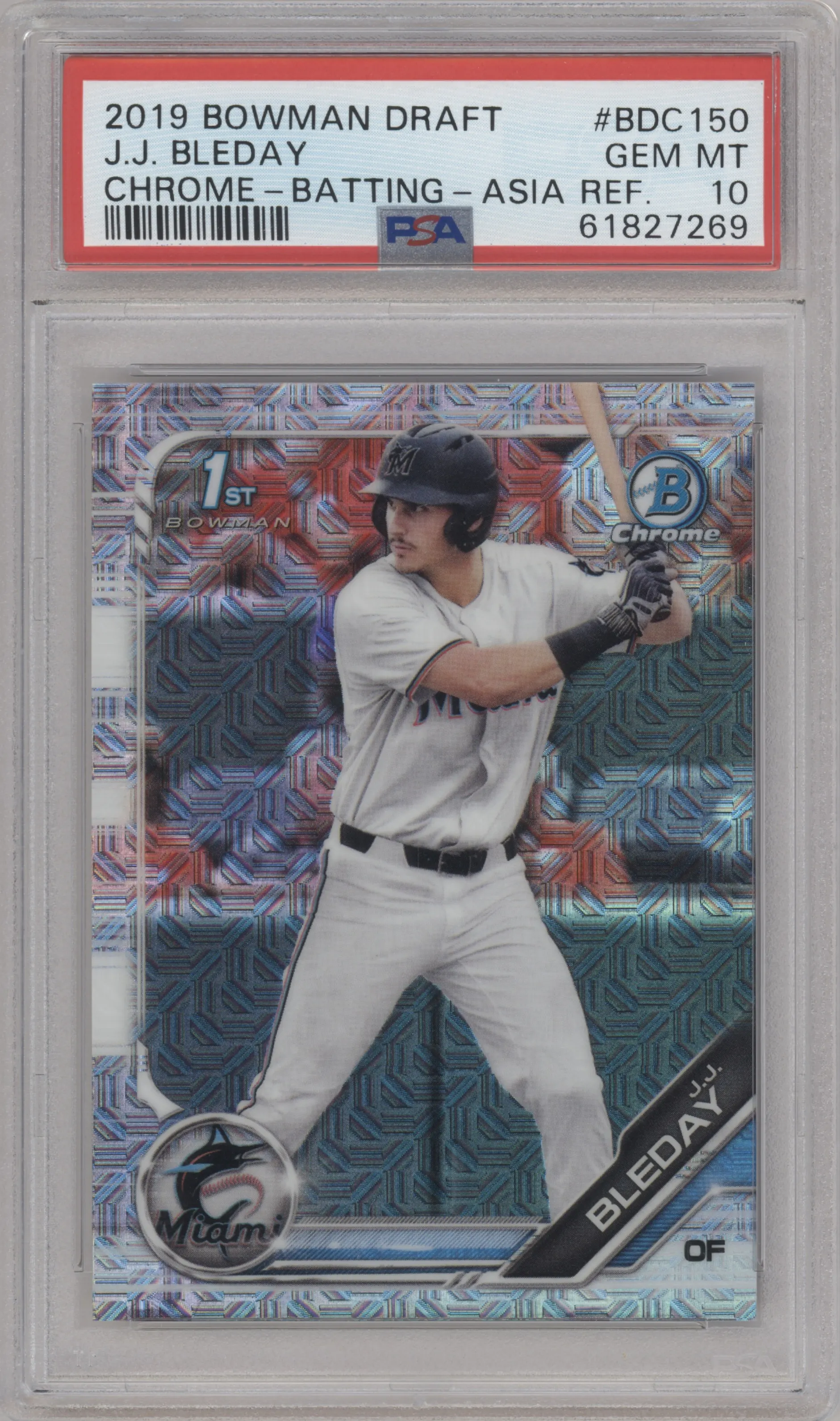 2019 Bowman Draft Chrome J.J. Bleday Asia Mojo Refractor #BDC-150 PSA 10
