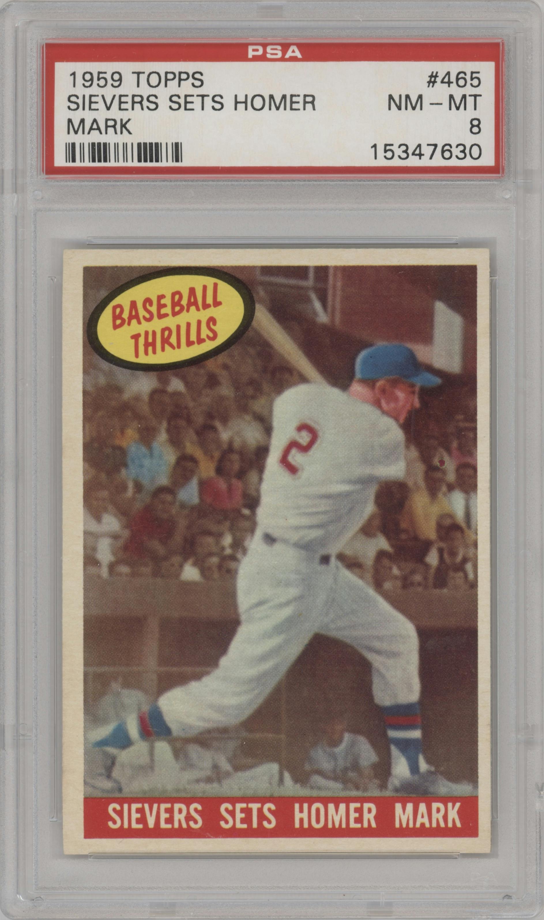 Roy Sievers from the 1959 Topps set graded by PSA and given an overall grade of 8.