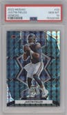 Justin Fields from the 2022 Panini Mosaic set featuring a Genesis parallel graded by PSA and given an overall grade of 10.