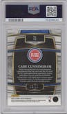 Cade Cunningham from the 2021-22 Panini Select set featuring a Gold Disco parallel graded by PSA and given an overall grade of 8.