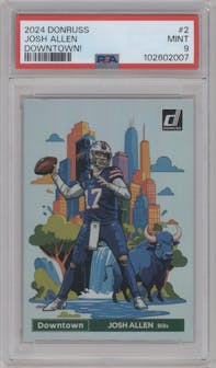 Josh Allen from the 2024 Donruss set graded by PSA and given an overall grade of 9.