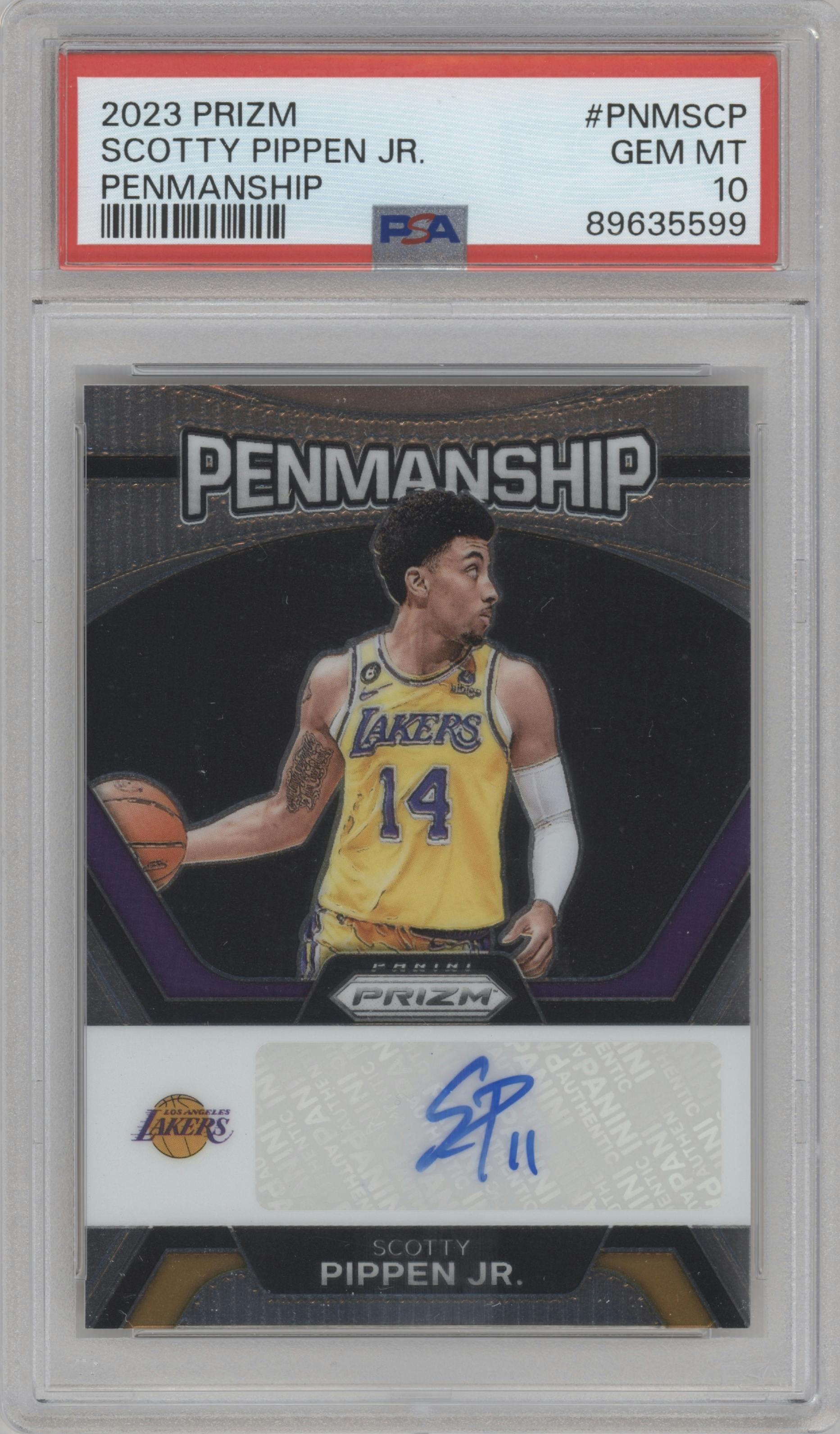 Scotty Pippen Jr. from the 2023-24 Panini Prizm set graded by PSA and given an overall grade of 10.