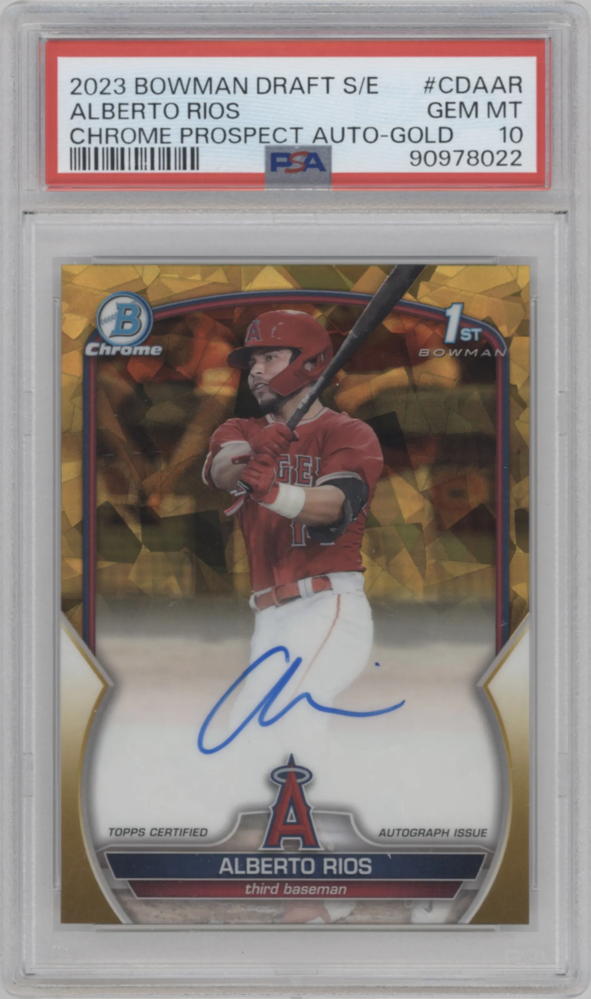 2023 Bowman Draft Sapphire Chr.Pros.Auto Alberto Rios Gold PSA 10