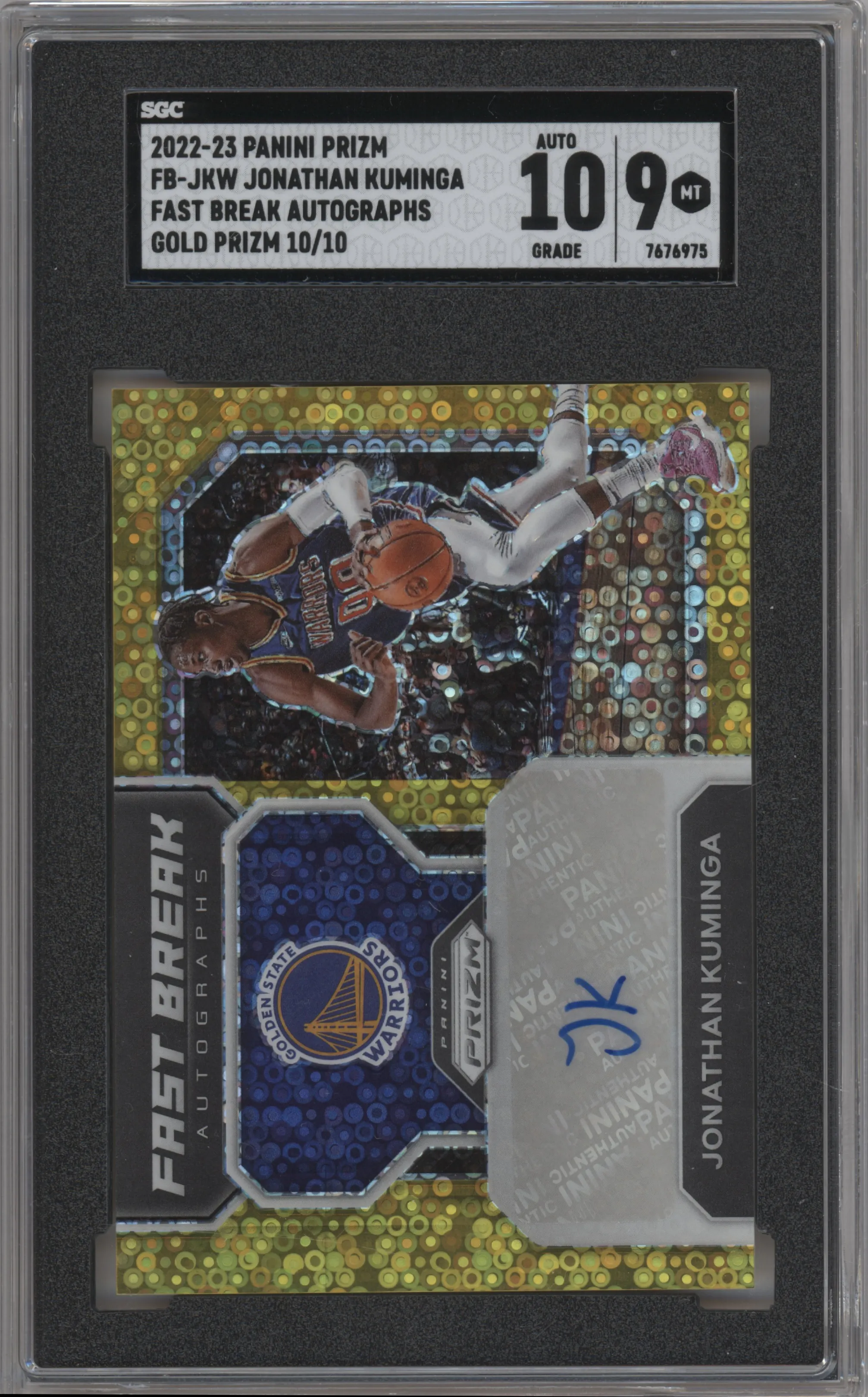 2022 Panini Prizm Fast Break Auto Jonathan Kuminga Gold #FB-JKW SGC 9