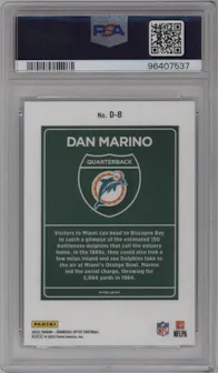 Dan Marino from the 2023 Donruss Optic set graded by PSA and given an overall grade of 10.