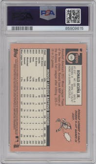Ronald Acuna Jr. from the 2018 Topps Heritage High Number set graded by PSA and given an overall grade of 9.