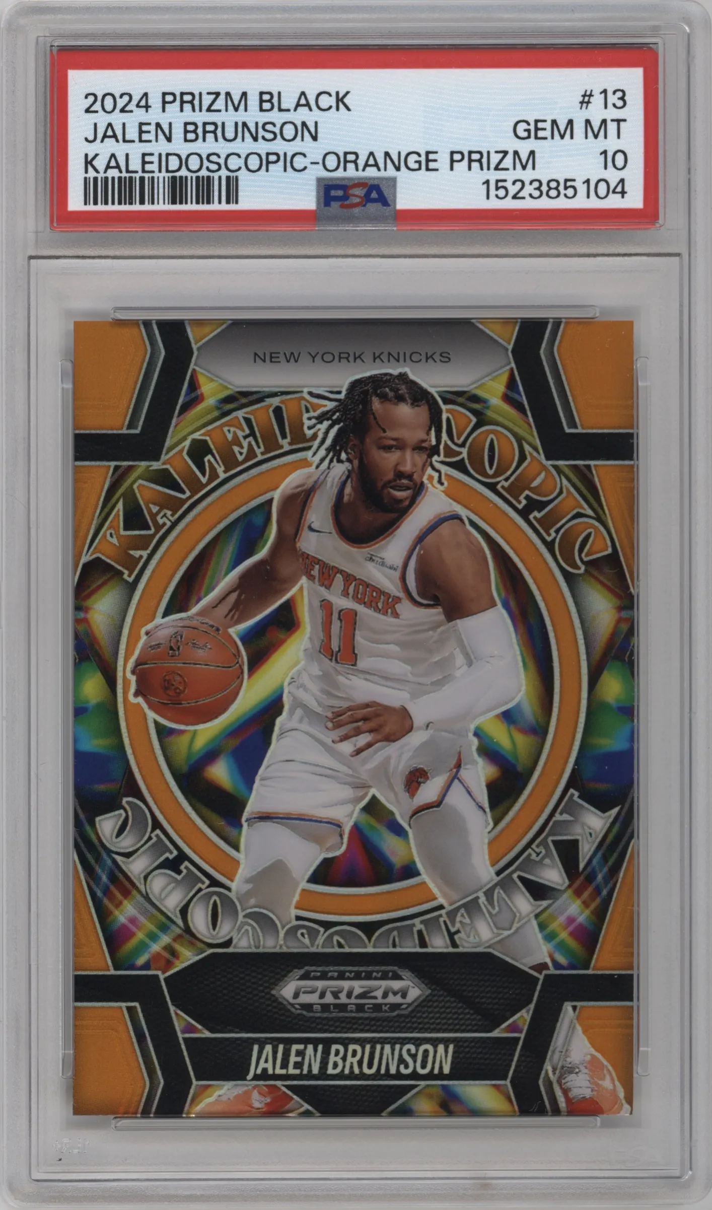 2024 Panini Prizm Black Kaleidoscopic Jalen Brunson Orange #13 PSA 10