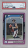 Caleb Williams from the 2024 Donruss set featuring a Pink parallel graded by PSA and given an overall grade of 10.