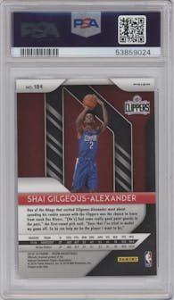 Shai Gilgeous-Alexander from the 2018-19 Panini Prizm set featuring a Red White Blue Prizm parallel graded by PSA and given an overall grade of 9.