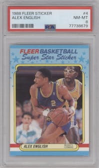 Alex English from the 1988-89 Fleer set graded by PSA and given an overall grade of 8.