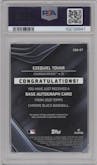 Ezequiel Tovar from the 2023 Topps Chrome Black set graded by PSA and given an overall grade of 10.