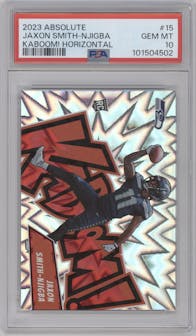 Jaxon Smith-Njigba from the 2023 Panini Absolute set graded by PSA and given an overall grade of 10.