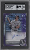 Colson Montgomery from the 2022 Bowman set featuring a Purple Refractor parallel graded by SGC and given an overall grade of 9.5.