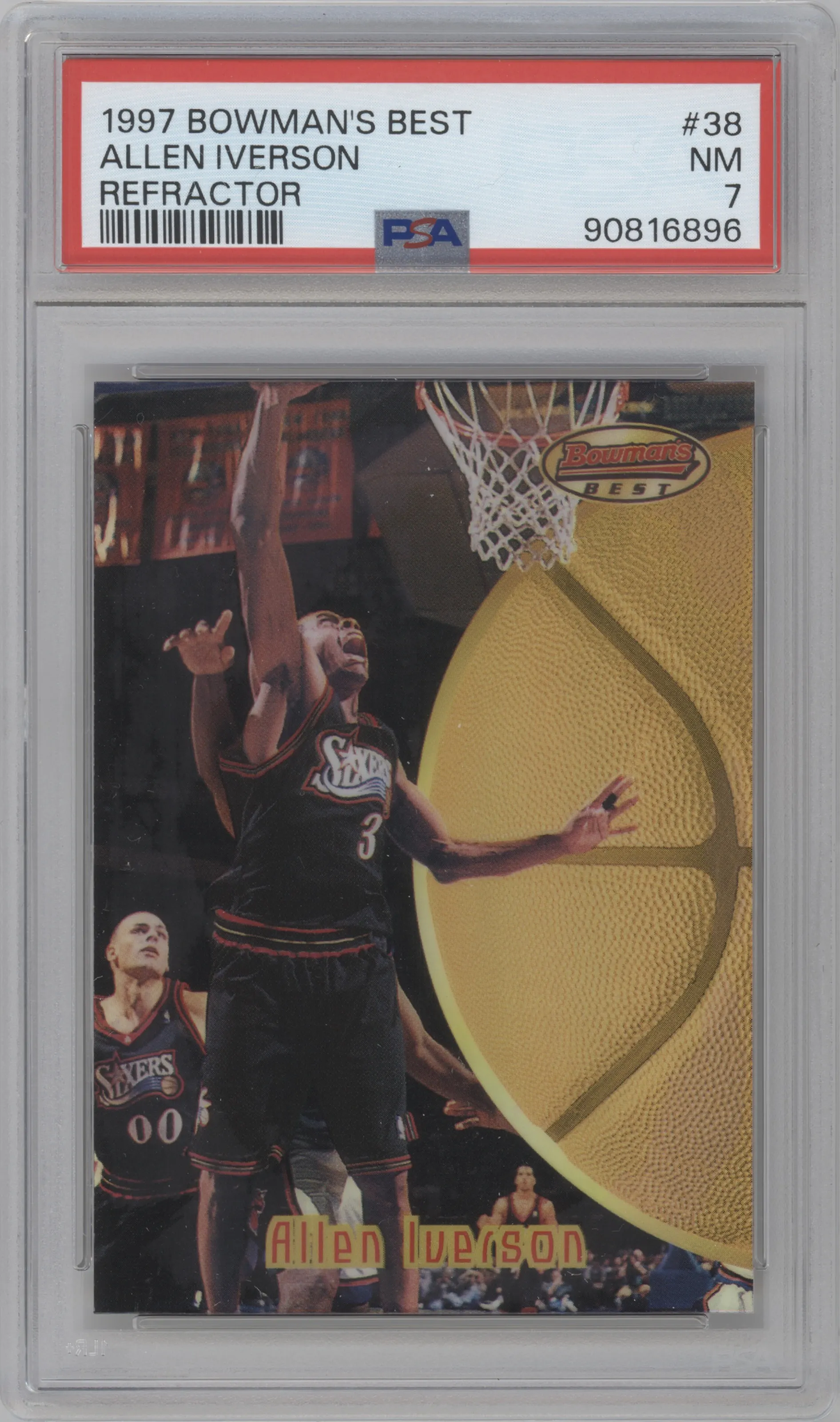 1997 Bowman's Best Allen Iverson Refractor #38 PSA 7