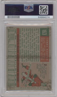 Sandy Koufax from the 1959 Topps set graded by PSA and given an overall grade of 3.