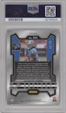Jahmyr Gibbs from the 2023 Panini Prizm set featuring a Blue Sparkle parallel graded by PSA and given an overall grade of 9.