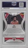 Coby White from the 2019-20 Panini Prizm set featuring a Blue Ice parallel graded by PSA and given an overall grade of 9.