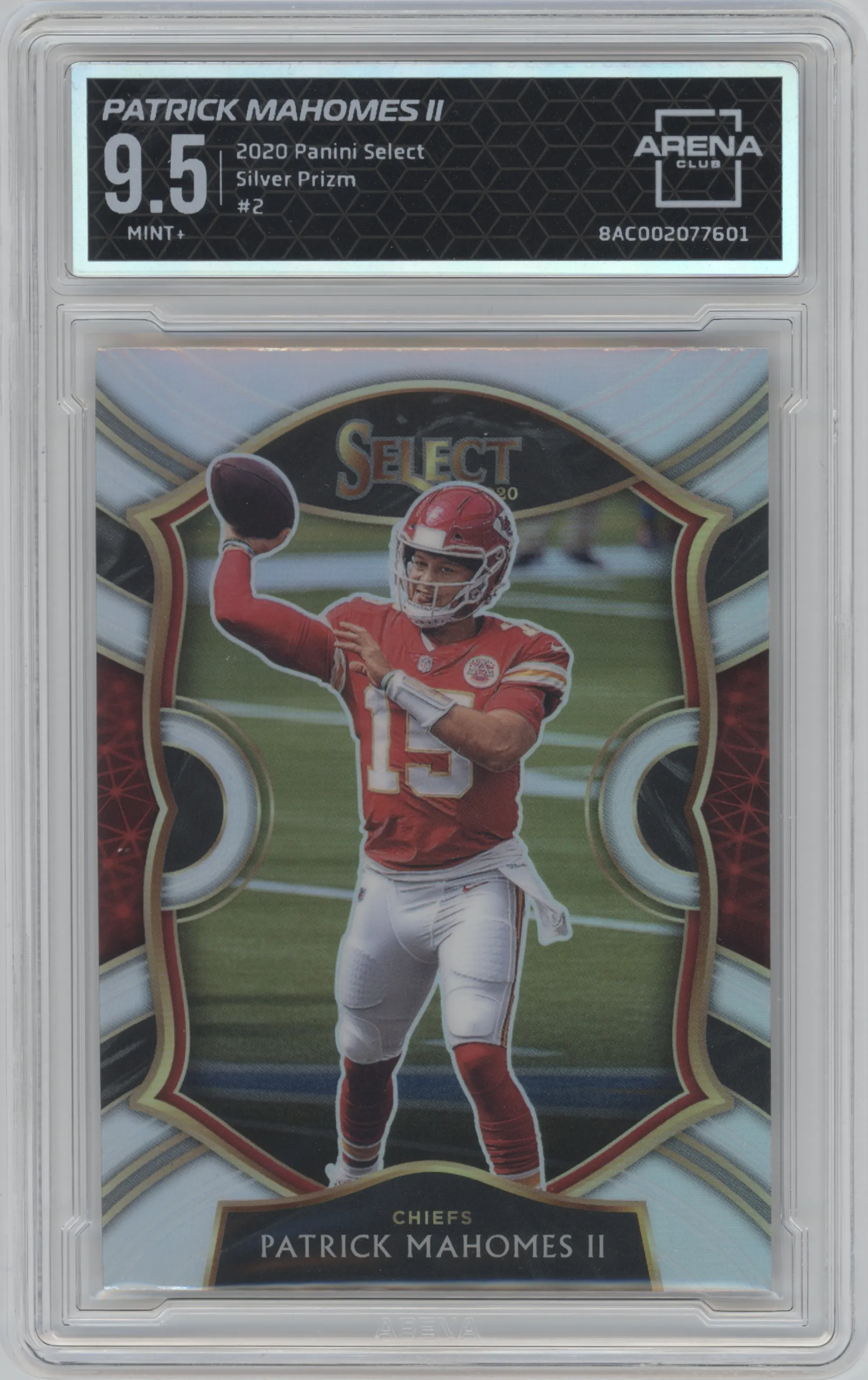 2020 Panini Select Patrick Mahomes II Silver Prizm ARENA CLUB 9.5