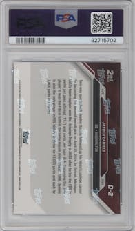 Jayden Daniels from the 2024 Topps Now set graded by PSA and given an overall grade of 10.