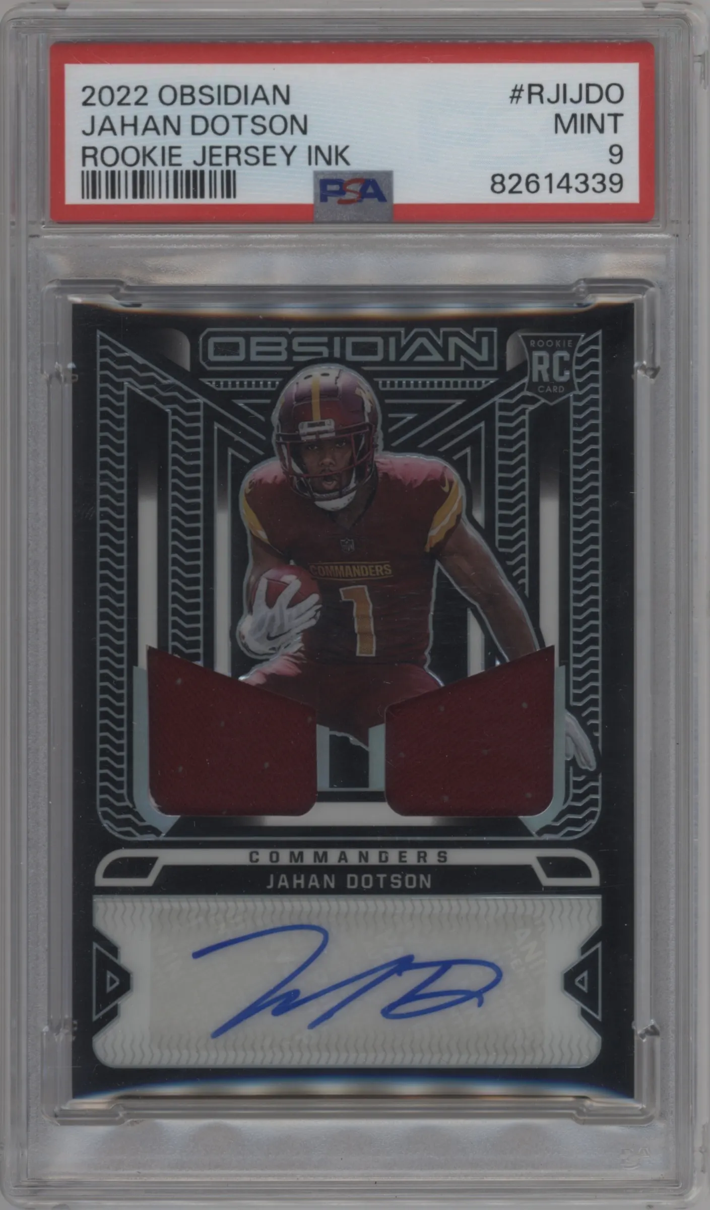 2022 Panini Obsidian Rke.Jrsy.Ink Jahan Dotson #RJI-JDO PSA 9