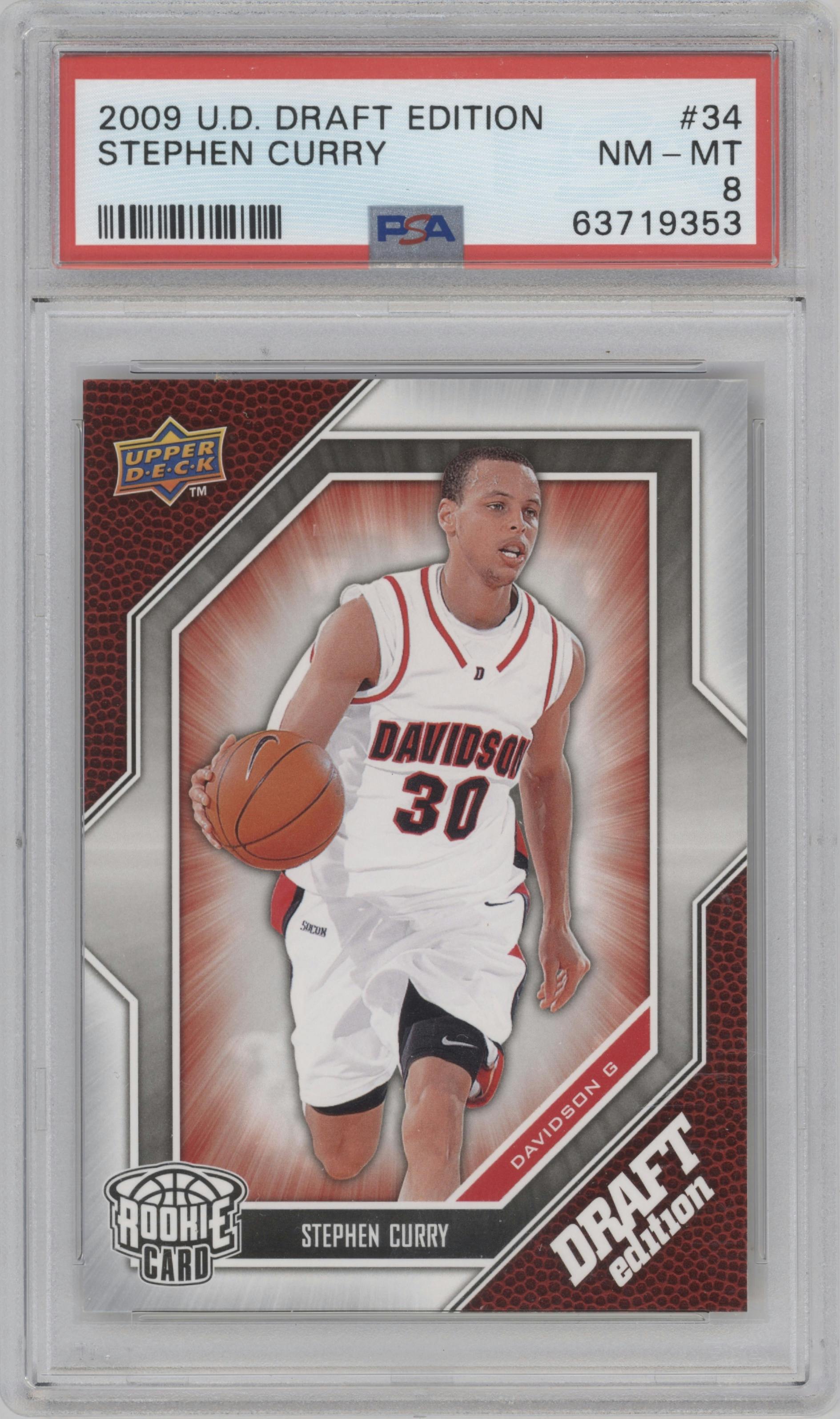 Stephen Curry from the 2009-10 UD Draft Edition set graded by PSA and given an overall grade of 8.