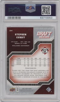 Stephen Curry from the 2009-10 UD Draft Edition set graded by PSA and given an overall grade of 8.