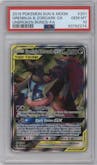 Greninja & Zoroark GX from the 2019 Pokemon S&M  set graded by PSA and given an overall grade of 10.