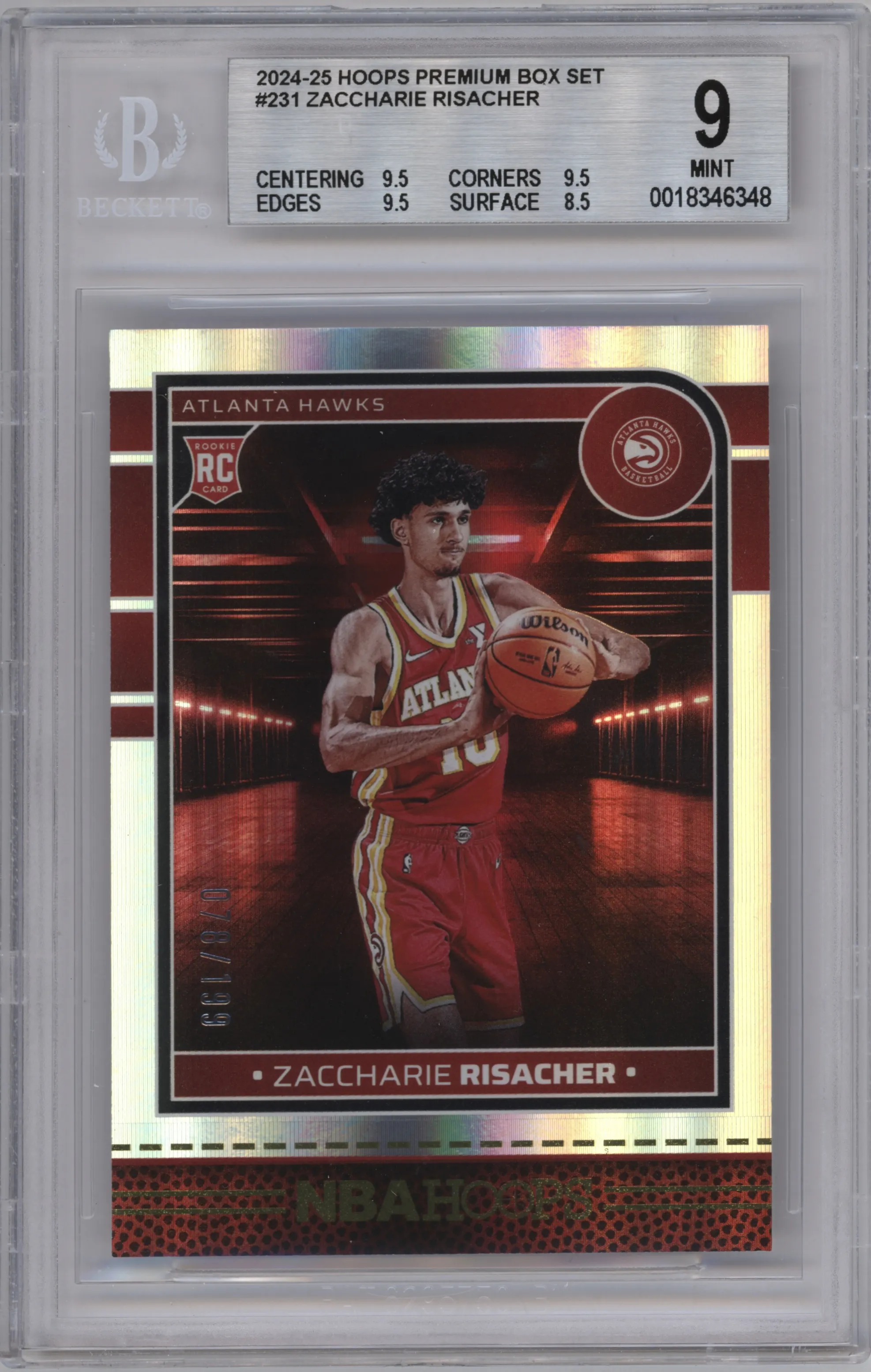 2024 Panini NBA Hoops Zaccharie Risacher Premium Box Set BGS 9
