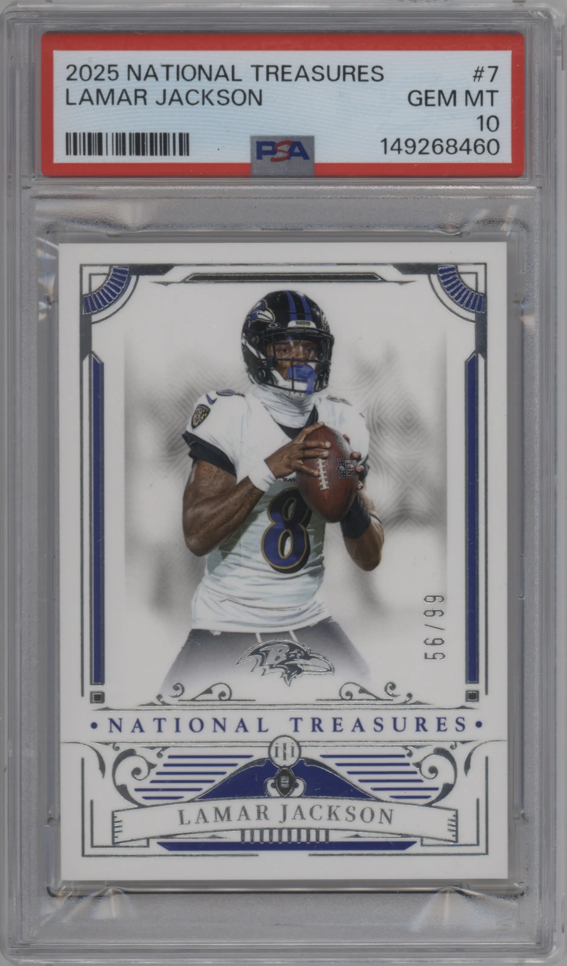 2025 Panini National Treasures Lamar Jackson #7 PSA 10