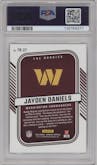 Jayden Daniels from the 2024 Donruss set graded by PSA and given an overall grade of 10.