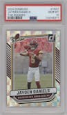 Jayden Daniels from the 2024 Donruss set graded by PSA and given an overall grade of 10.