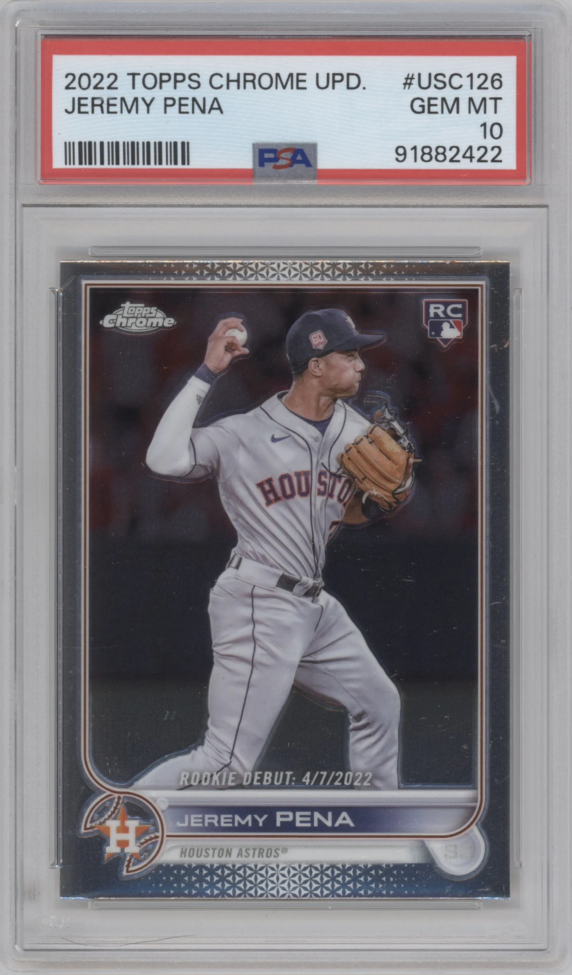 2022 Topps Chrome Update Jeremy Pena #USC126 PSA 10