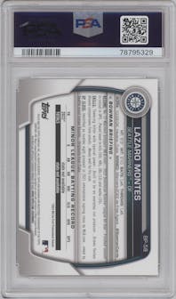 Lazaro Montes from the 2023 Bowman  set graded by PSA and given an overall grade of 10.
