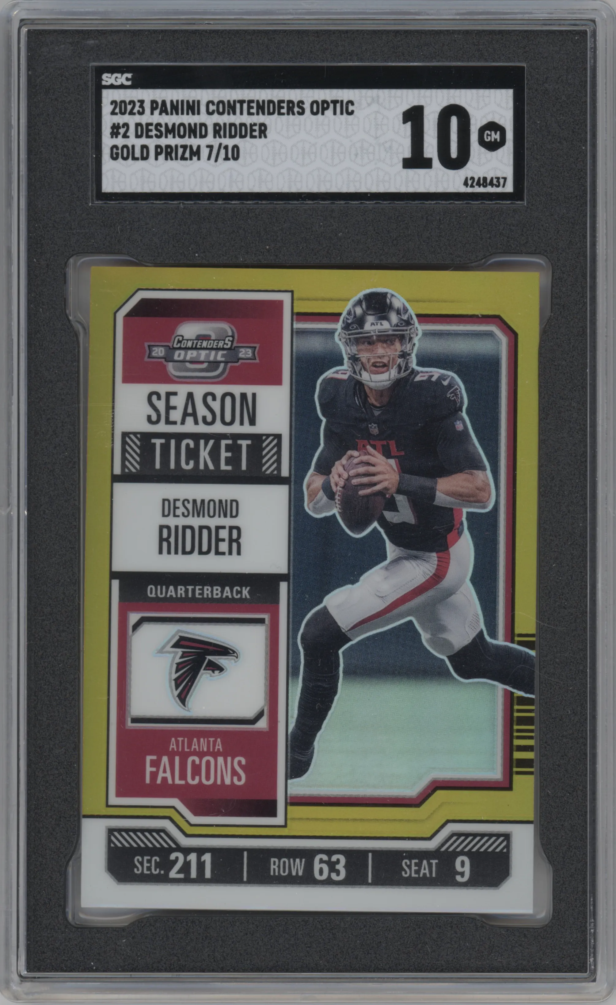 2023 Panini Contenders Optic Desmond Ridder Gold SGC 10