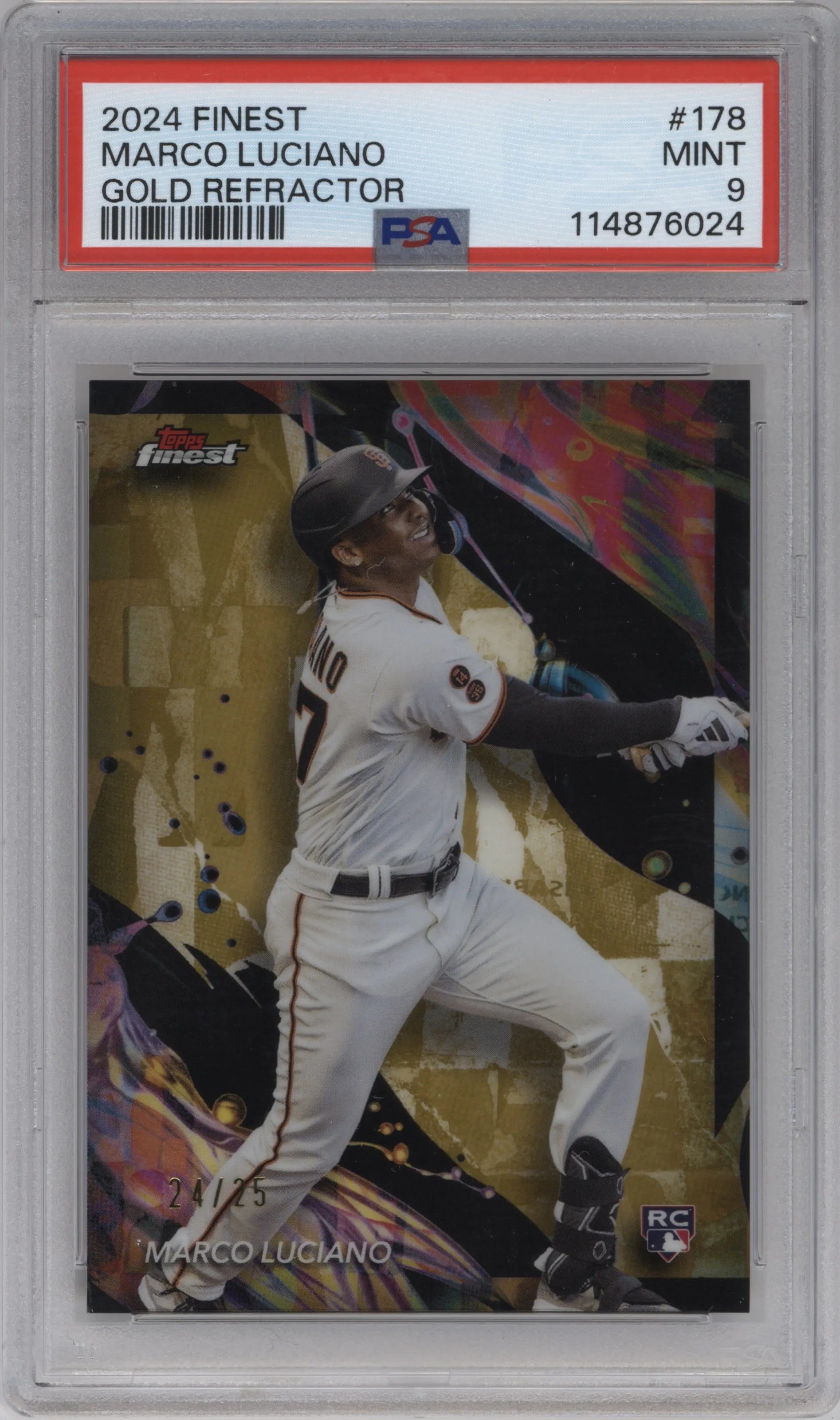 2024 Topps Finest Marco Luciano Gold Refractor PSA 9
